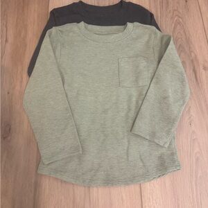 Cat & Jack Long Thermal Sleeve Tee - Olive and Charcoal